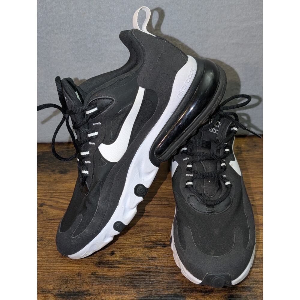 Nike Air Max 270 React Womens 7.5 Black White Running Shoes Sneakers AT6174-004 - Picture 5 of 9